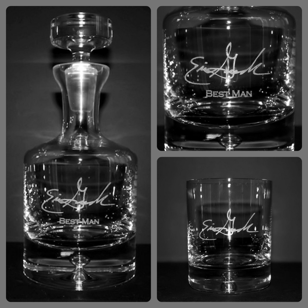 Custom Decanter Set Inspirational Engraved Best Man Decanter Set W Personalized Signature