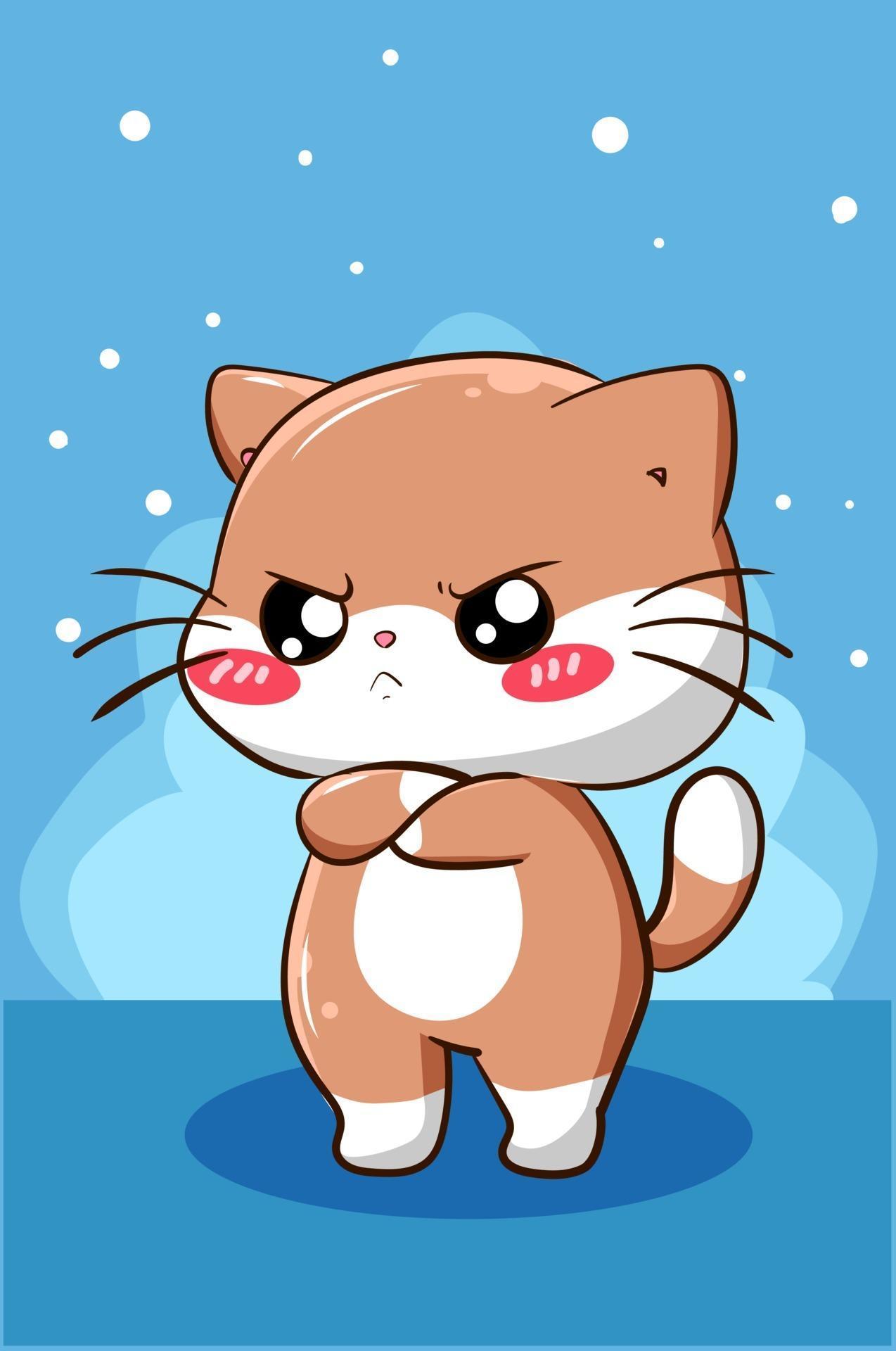 Cute Vector Illustration Fresh Cute and Funny Little Cat Cartoon Illustration Vector Art at