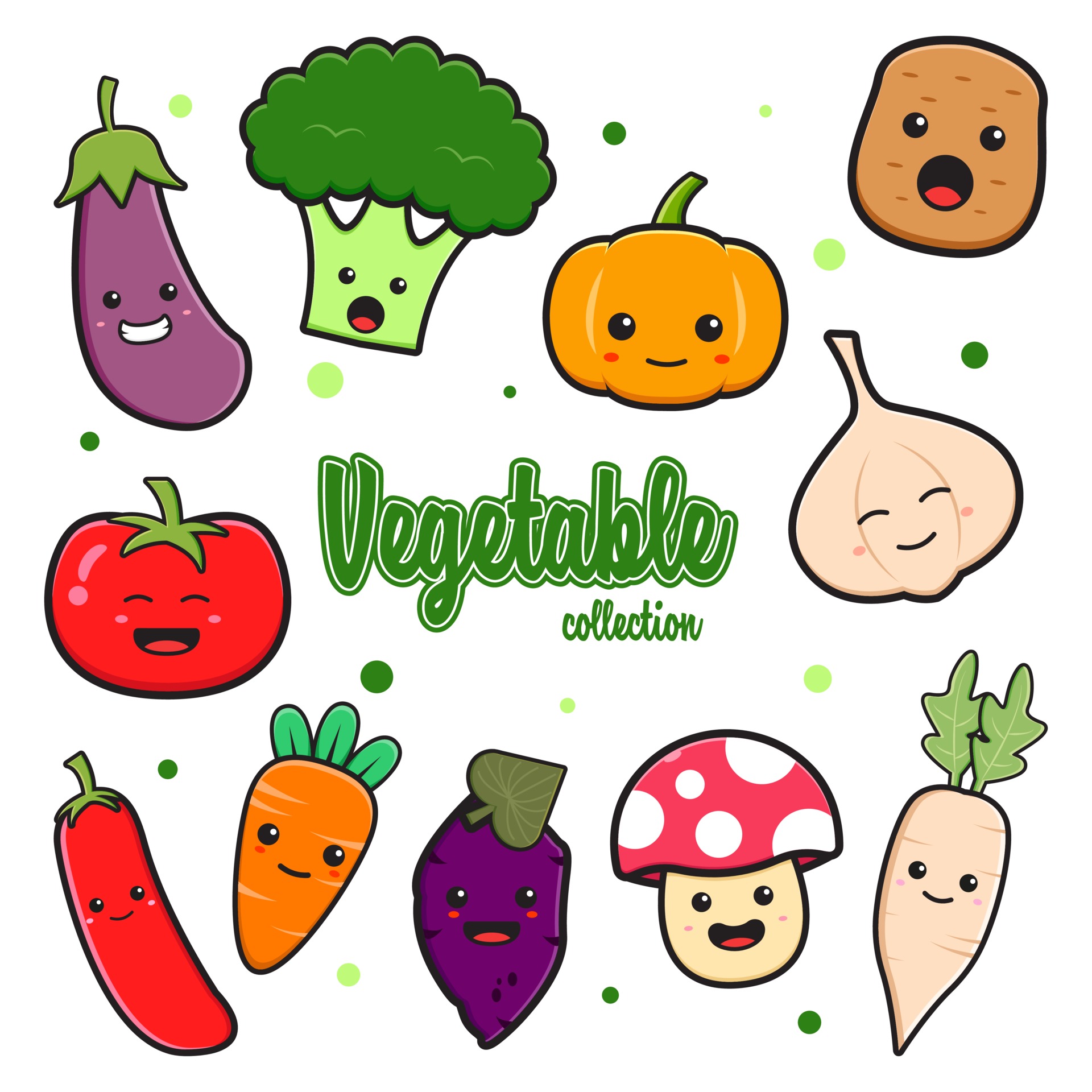 Cute Vegetable Drawings Fresh Set Collection Of Cute Ve Able Cartoon Doodle Clip Art Illustration