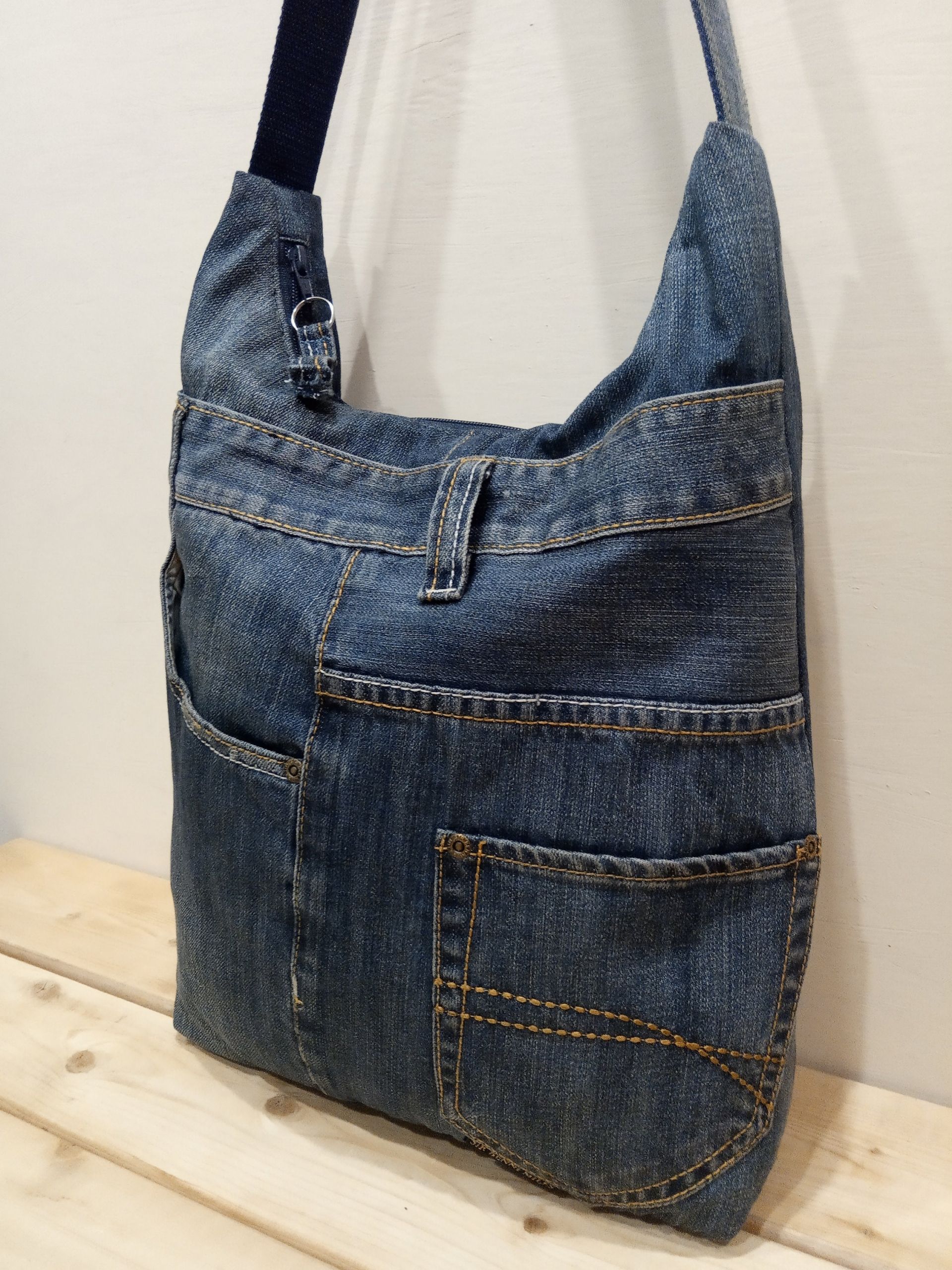 Denim Shoulder Bag Fresh Denim Shoulder Bag Jeans Hobo Bag Upcycled Jeans Purse