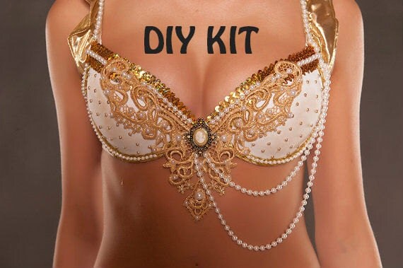 Diy Rave Bras Awesome Diy Kit Gold Queen Rave Bra by Trancetrampboutique On Etsy