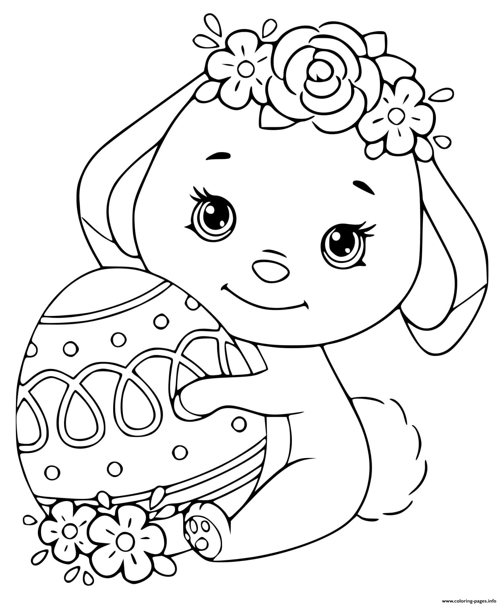 Easter Coloring Pages Bunny Fresh Cute Easter Bunny with Egg Coloring Page Printable