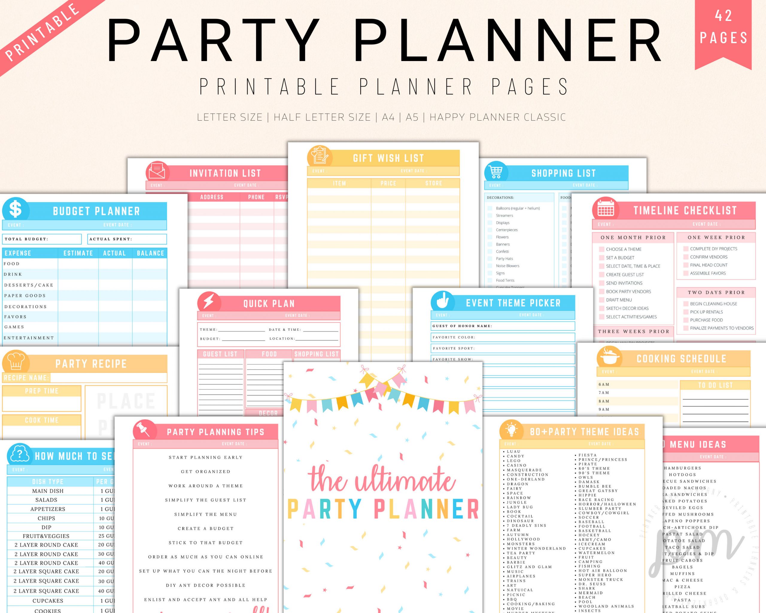 Event Party Planner Unique Printable Party Planner event Planner Birthday Planner