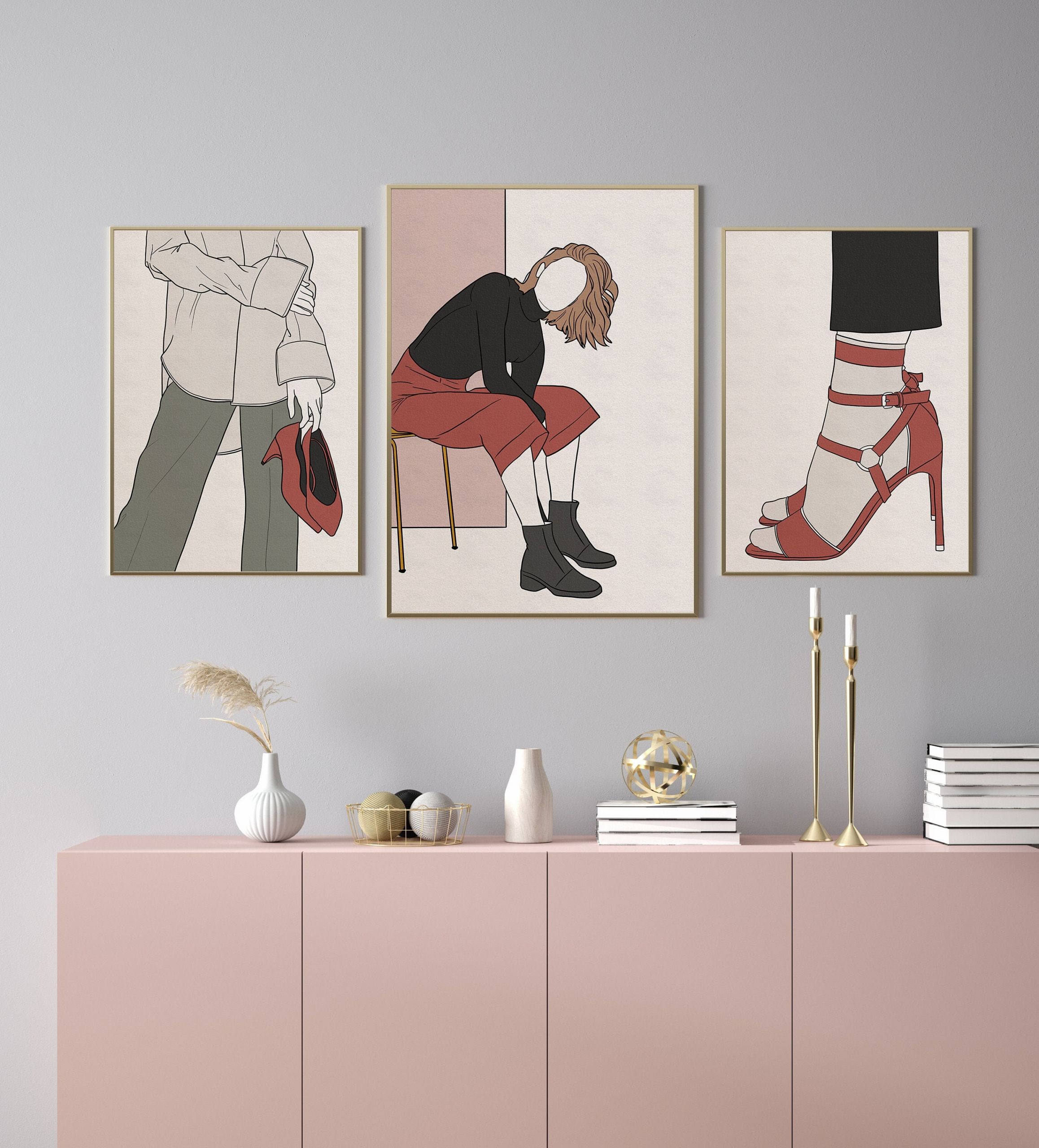 Feminine Wall Art Inspirational Feminine Wall Art Set Contemporary Art Set Of 3 Prints