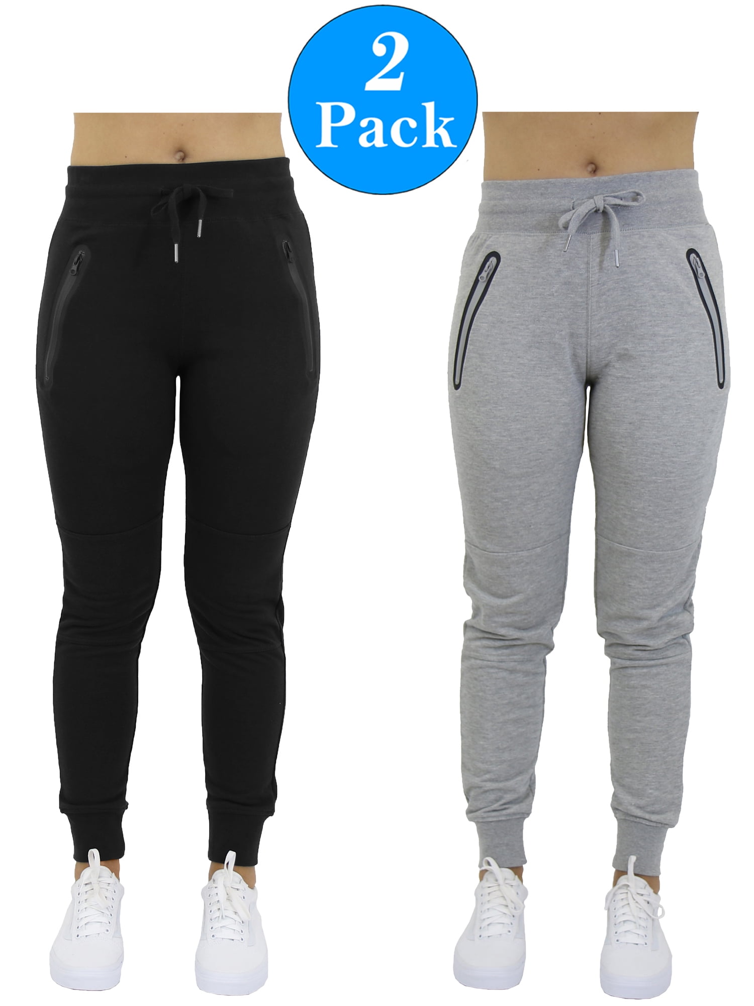 Fitted Joggers Womens Luxury Women S Slim Fit Joggers with Tech Zipper Pockets 2 Pack Walmart