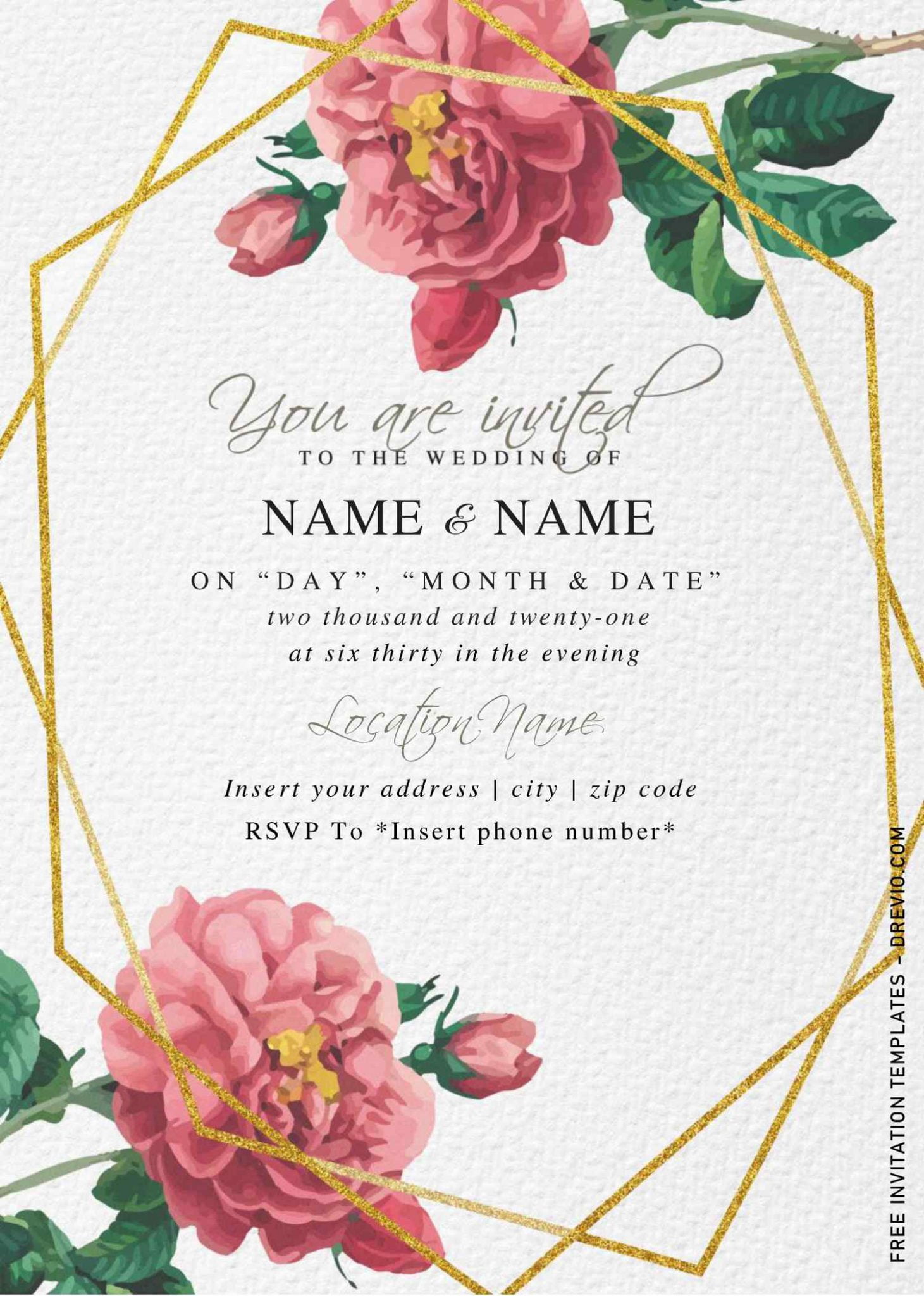 Floral Wedding Invitations Elegant Wedding Invitations Printable Customize and Print