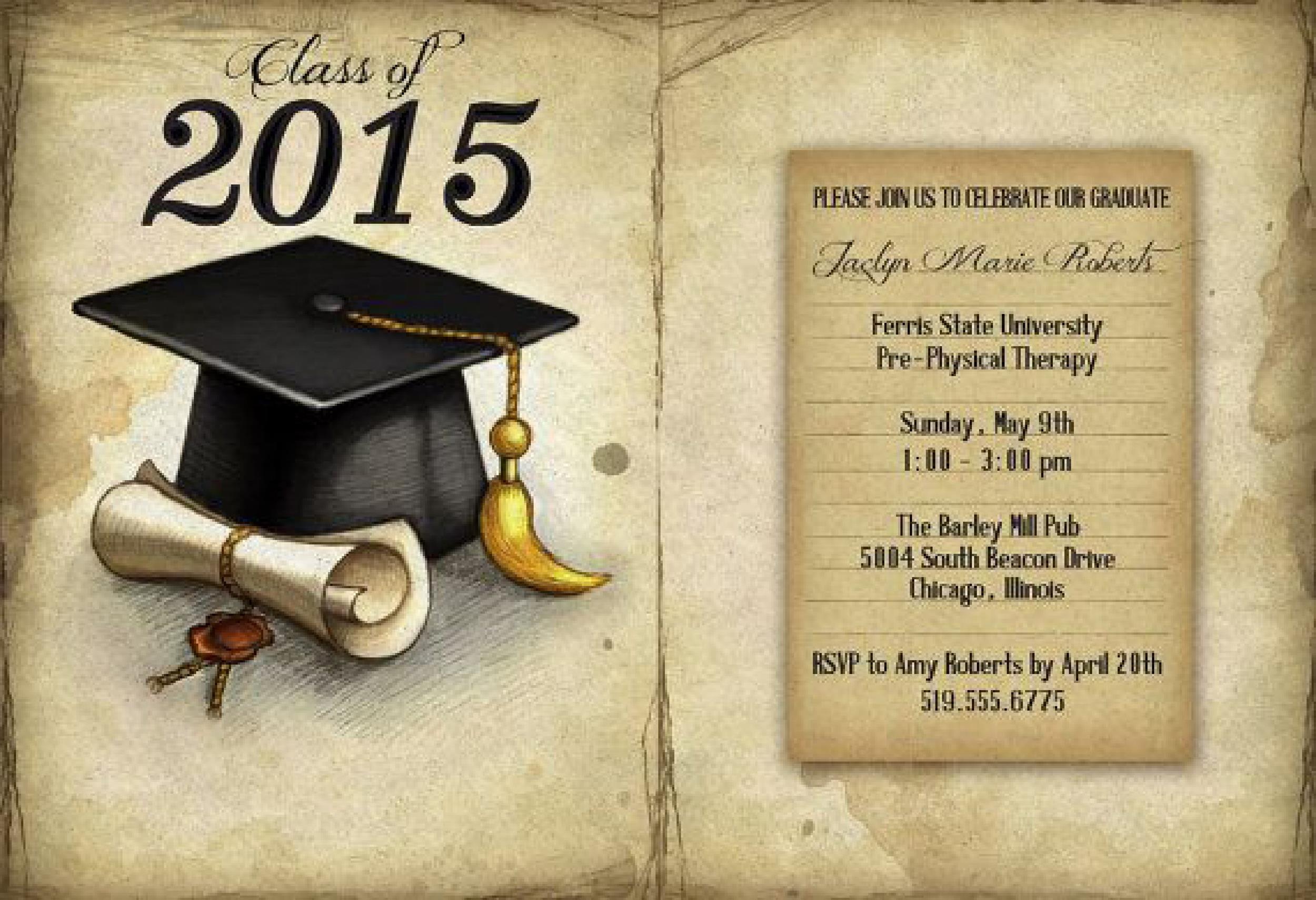 Free Printable Graduation Invitations New 40 Free Graduation Invitation Templates Templatelab