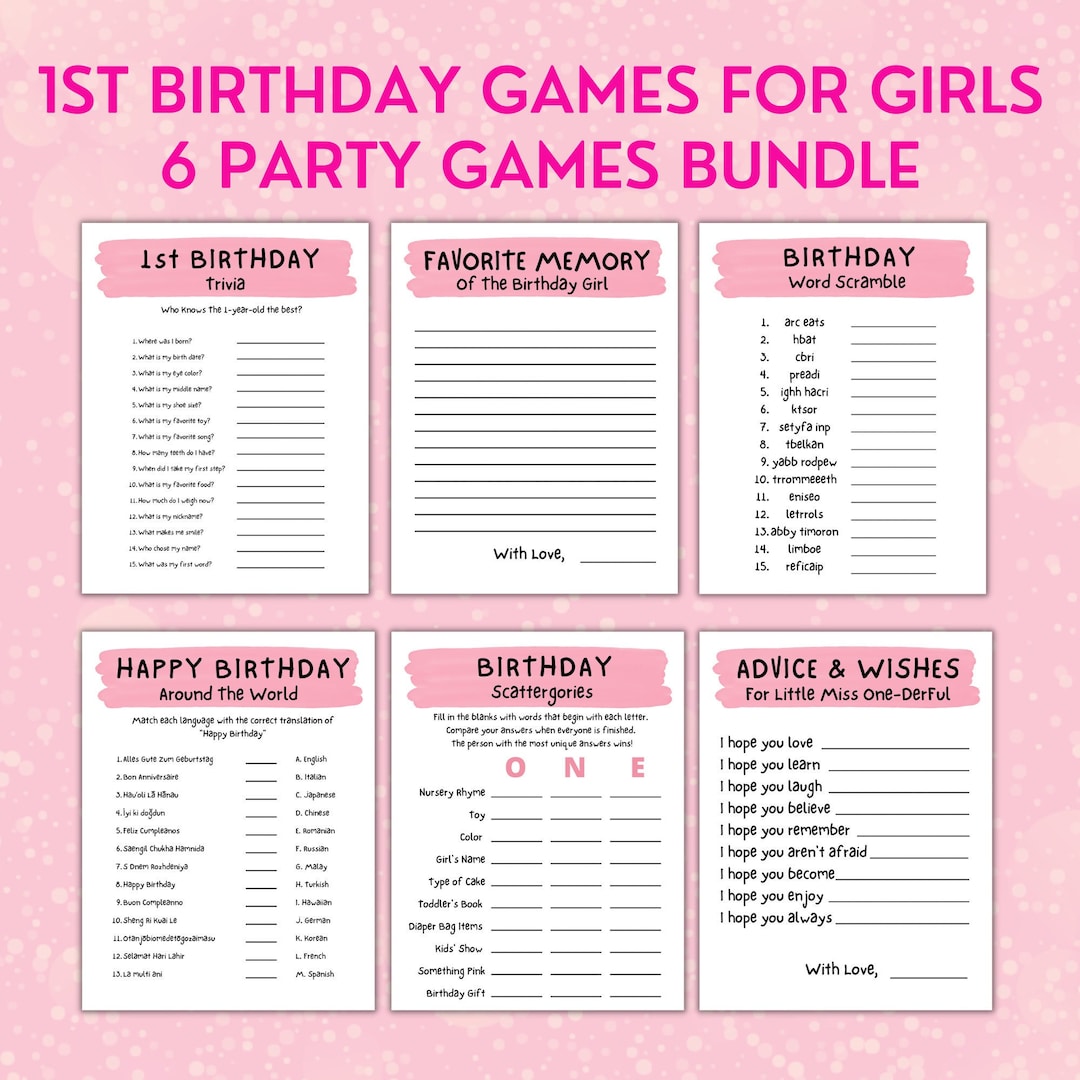 Games to Play at 1st Birthday Party Beautiful First Birthday Party Games for Girls Printable Party Games Bundle 1st