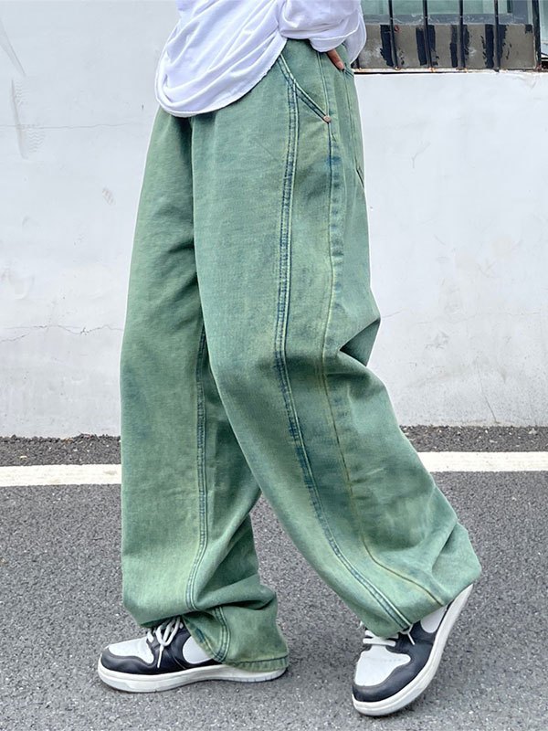 Green Baggy Pants New 2022 Green Washed Baggy Boyfriend Jeans Green M In Boyfriend Jeans