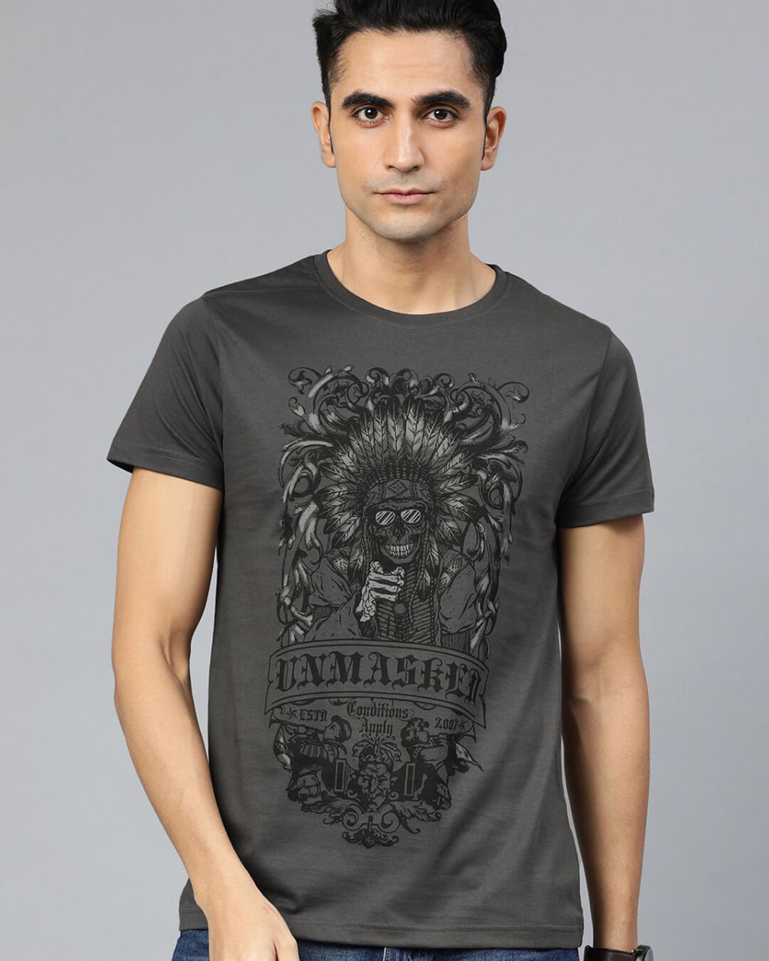 Grey Graphic T Shirt Elegant Buy Conditions Apply Grey Graphic T Shirt for Men Grey Line at Bewakoof