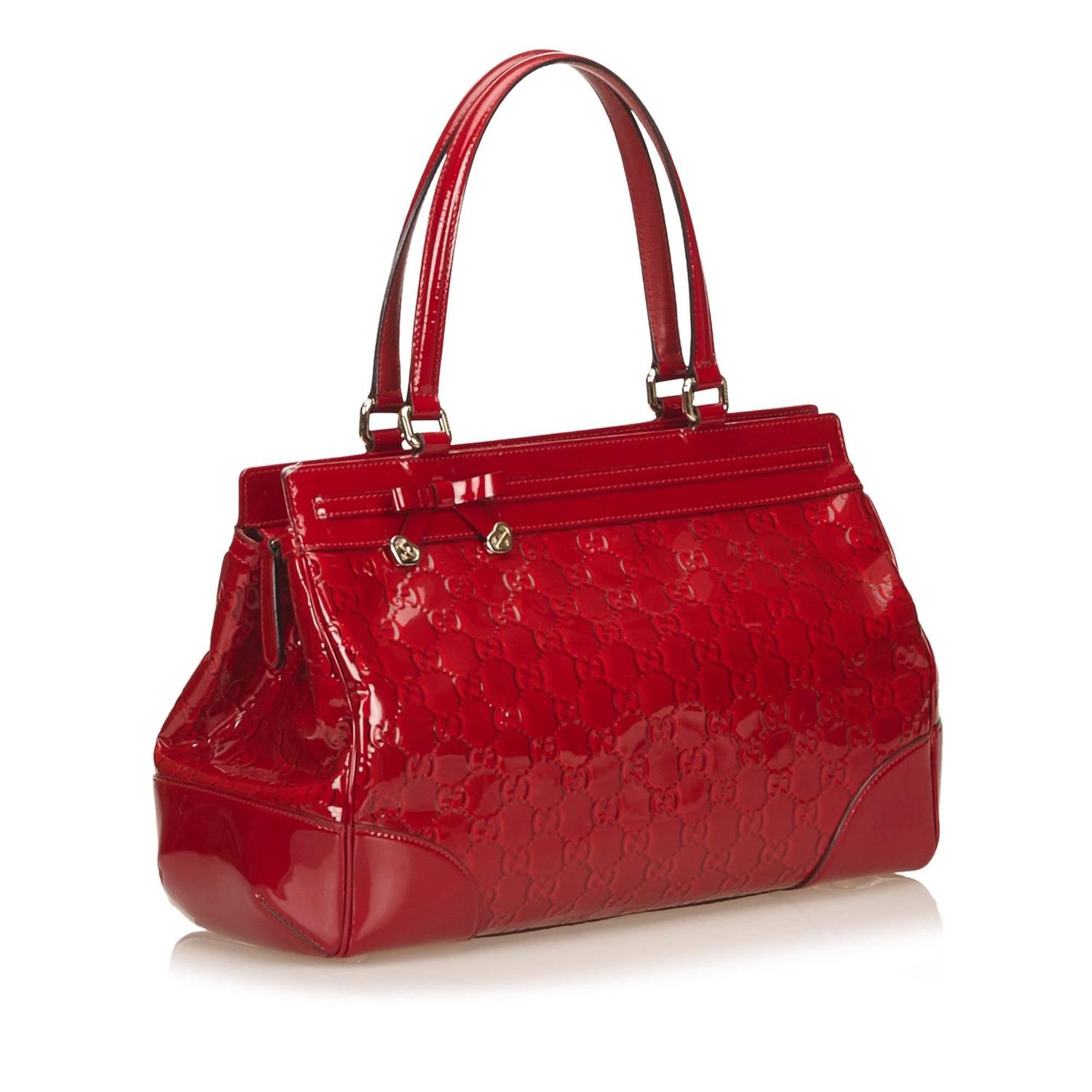 Gucci Red Purse Luxury Gucci Red Patent Leather Gg Handbag at 1stdibs