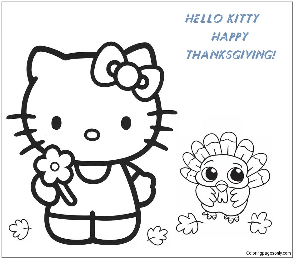 Hello Kitty Thanksgiving Coloring Page Inspirational Hello Kitty and Baby Turkey Happy Thanksgiving Coloring Page Free