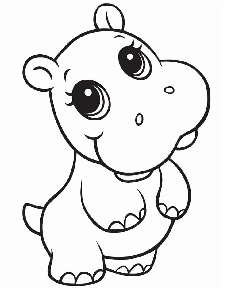 Hippo for Coloring Elegant Baby Hippo Coloring Page Free Printable Coloring Pages for Kids