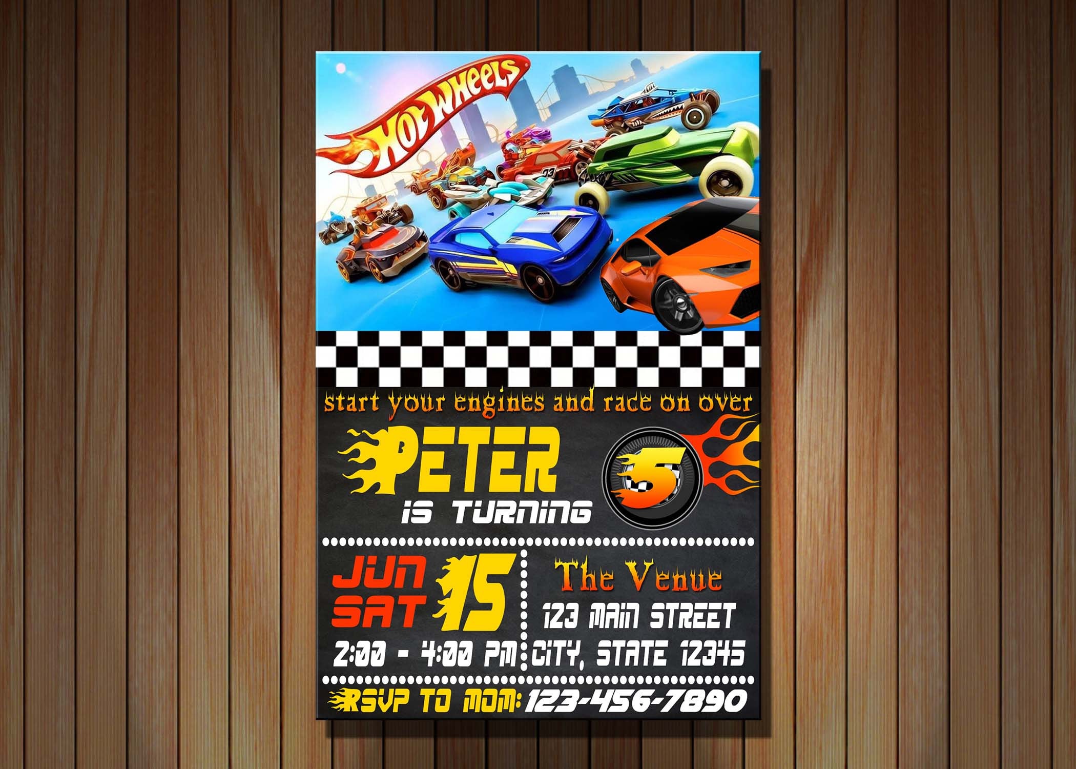 Hot Wheels Party Invitations New Hot Wheels Birthday Invitation Printable Birthday Invitation