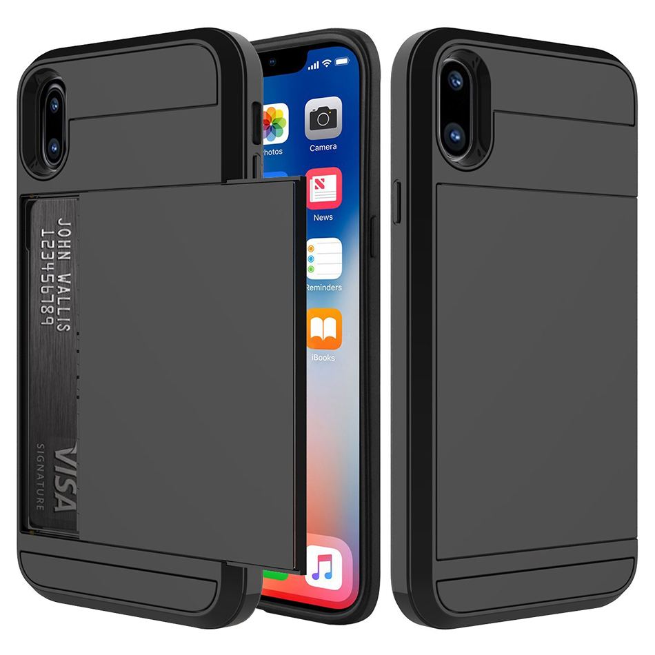 iPhone X Cardholder Case Lovely tough Armour Card Holder Case Apple iPhone X Black