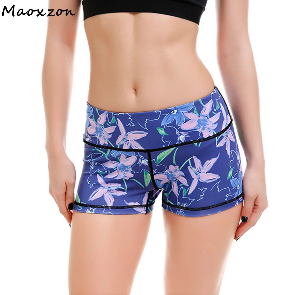 Ladies Exercise Shorts Lovely Maoxzon Womens Digital Print Y Slim Active Workout Shorts for Female