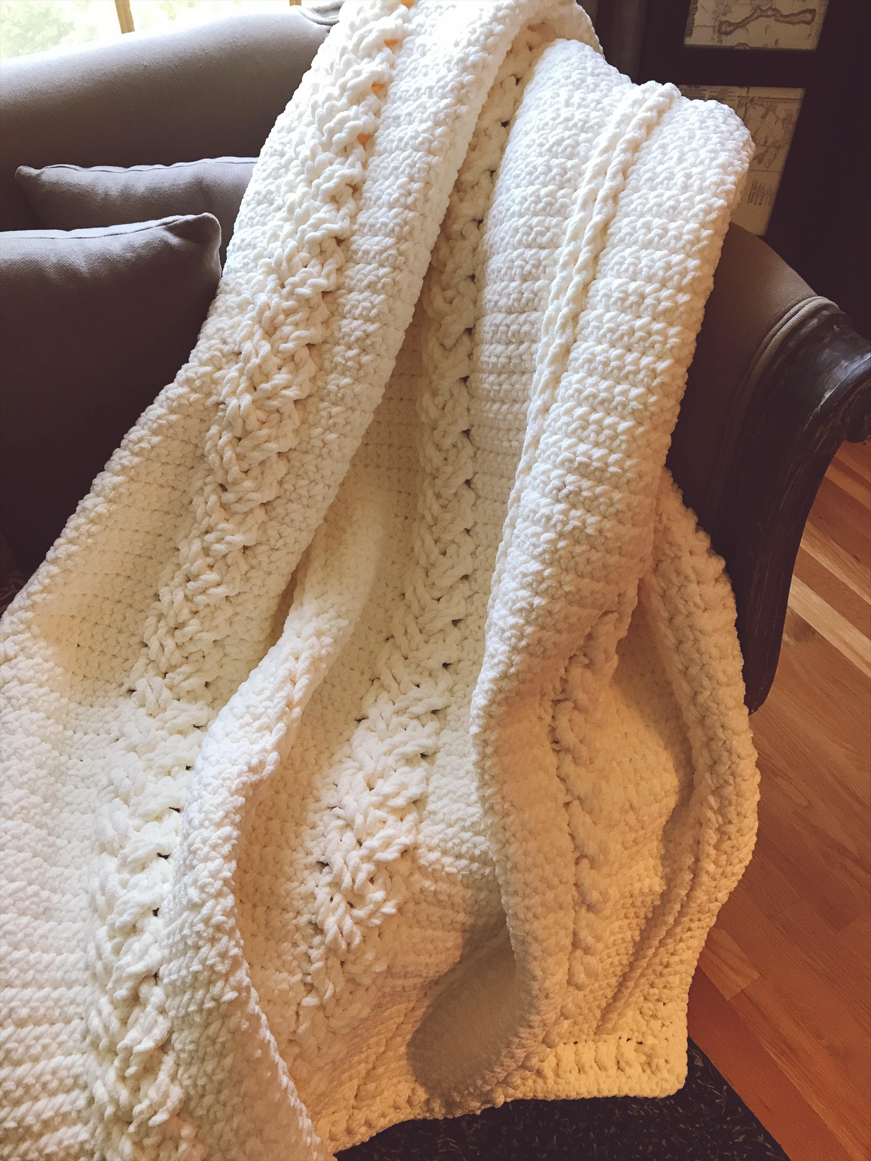 Large Crochet Blanket Beautiful Chunky Throw Blanket Cozy Crochet Blanket Afghan Cable Knit