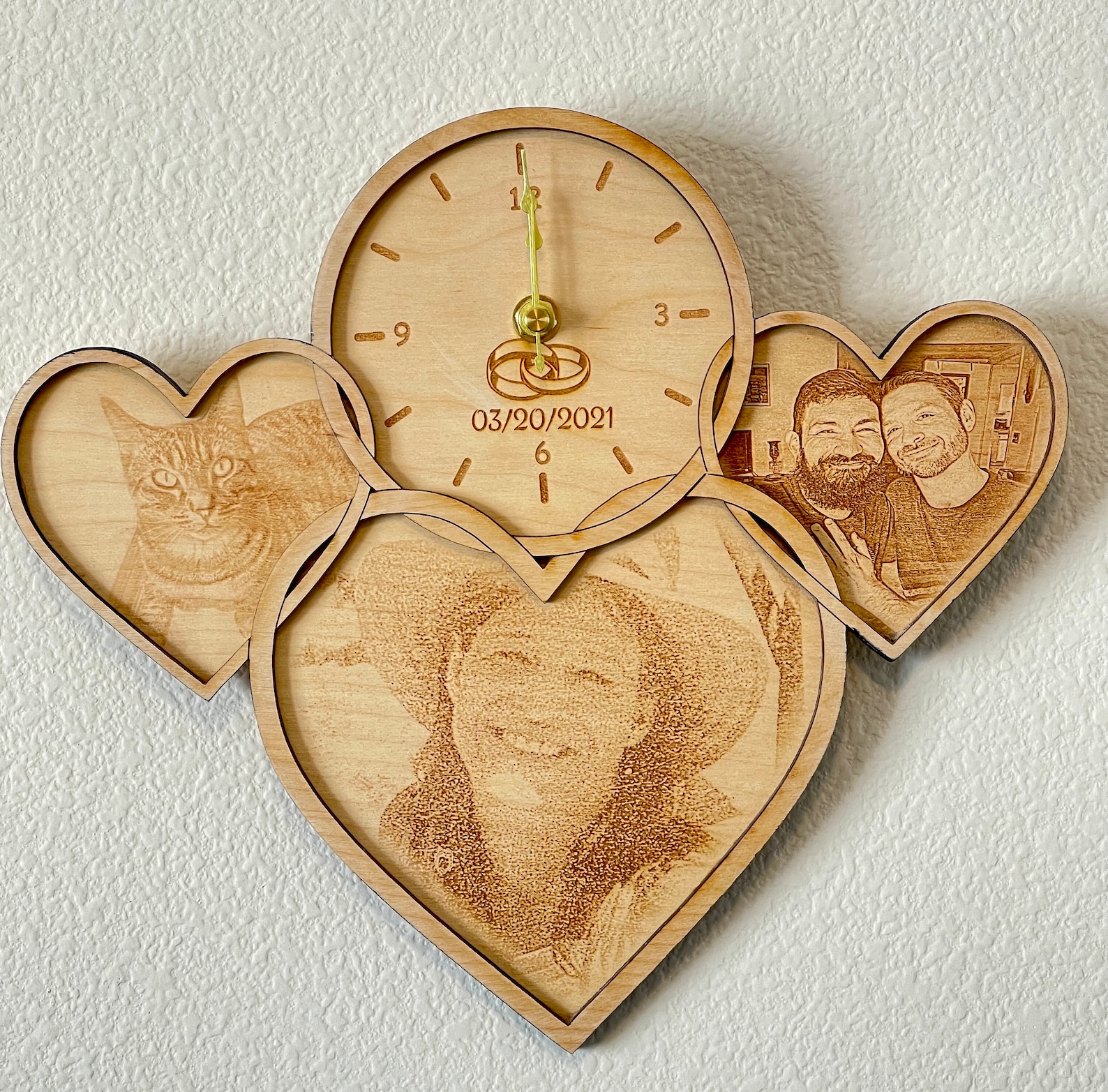 Laser Engraved Gifts Inspirational Laser Engraved Wood Heart Personalized Clock Gift for Grandma Mom Gift