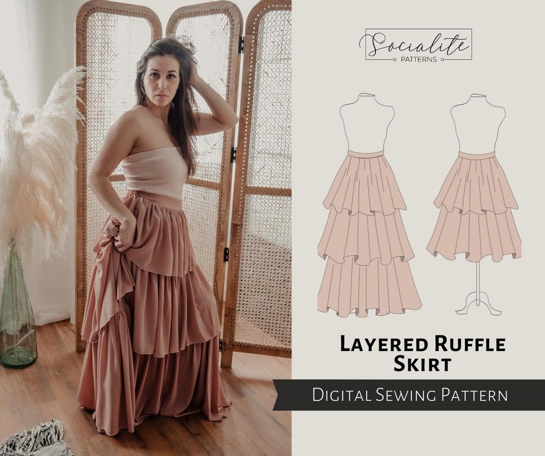 Layered Skirt Pattern Lovely Layered Ruffle Skirt Pattern Women S Pdf Printable and Projector