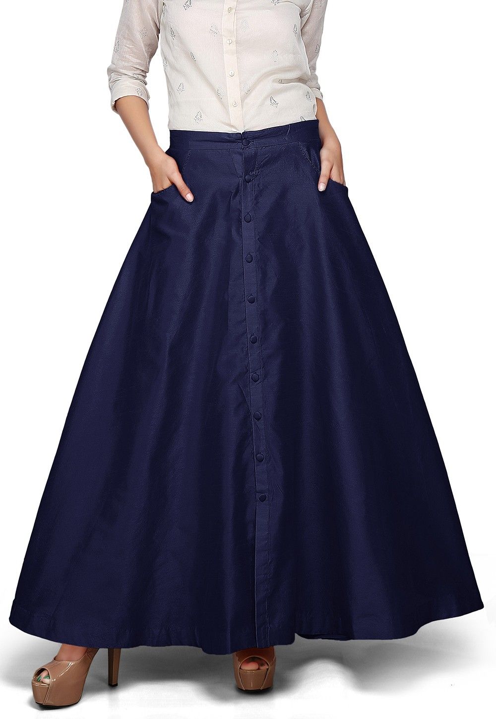 Long Navy Skirt Luxury Buy Plain Dupion Silk Long Skirt In Navy Blue Line Thu412 Utsav