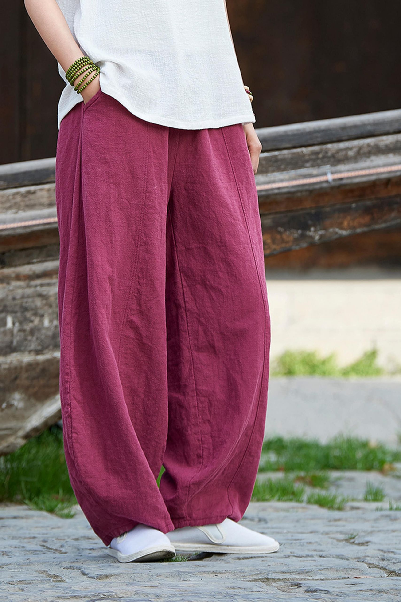 Loose Pants for Ladies Elegant Women Linen Loose Pants Summer Loose High Waist Linen Pants