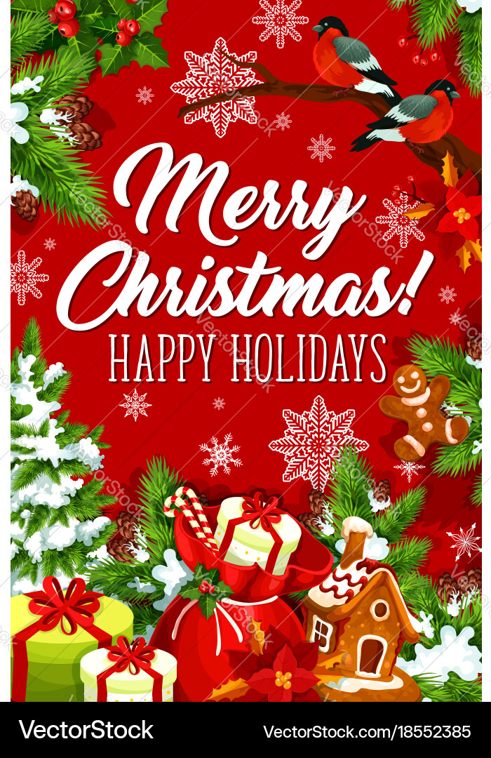 Merry Christmas Greeting Card Best Of Merry Christmas Happy Holiday Greeting Card Vector Image