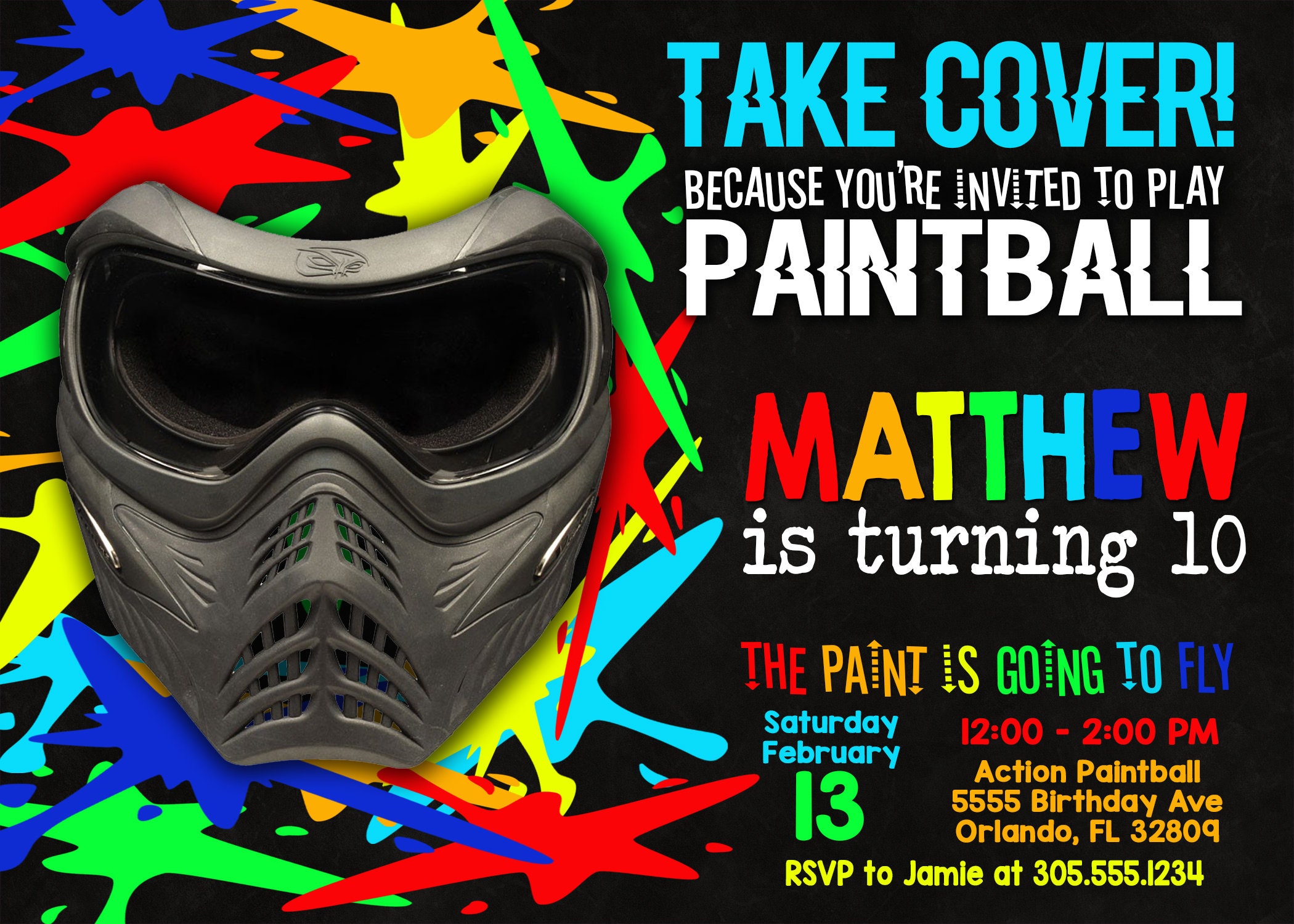 Paintball Birthday Invitation Lovely Paintball Birthday Party Invitation Paintball Party