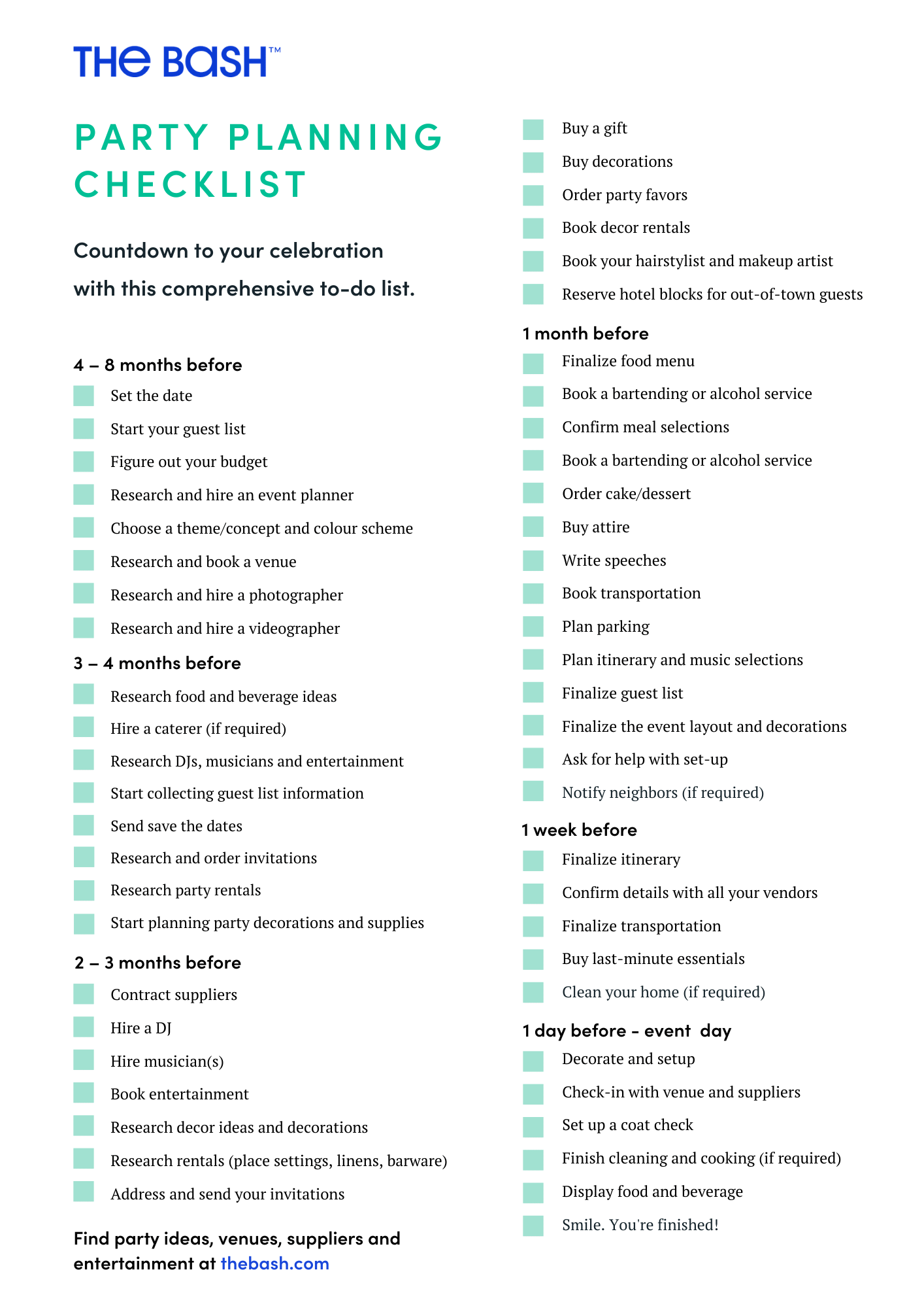 Party Essentials Checklist Inspirational the Ultimate Party Planning Checklist Stay organized the Bash