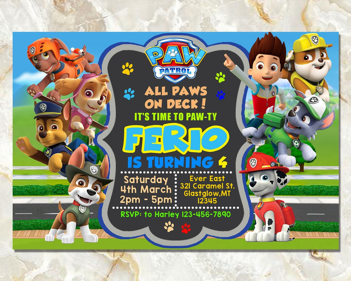 Paw Patrol Birthday Party Invitations Awesome Paw Patrol Birthday Party Invitation for Kid Paw Patrol