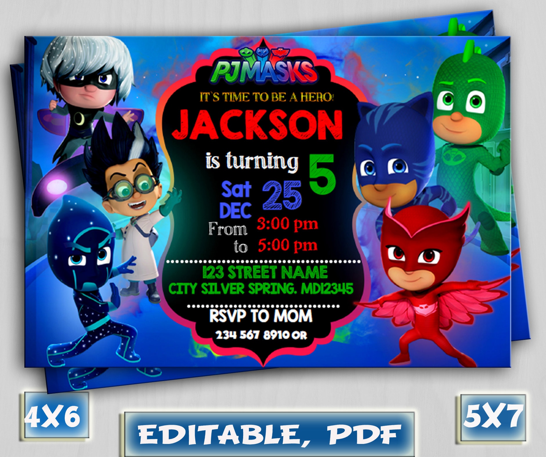 Pj Masks Birthday Invitations Luxury Pj Masks Invitations Pj Masks Birthday Party Invitation