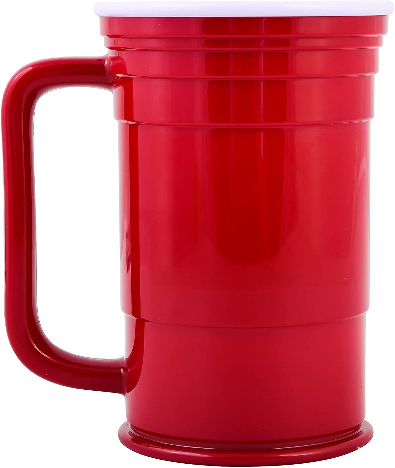 Plastic Cup with Handle Fresh Red Cup Living Reusable Plastic Coffee Mug and Beer Cup Big 24 Oz Red