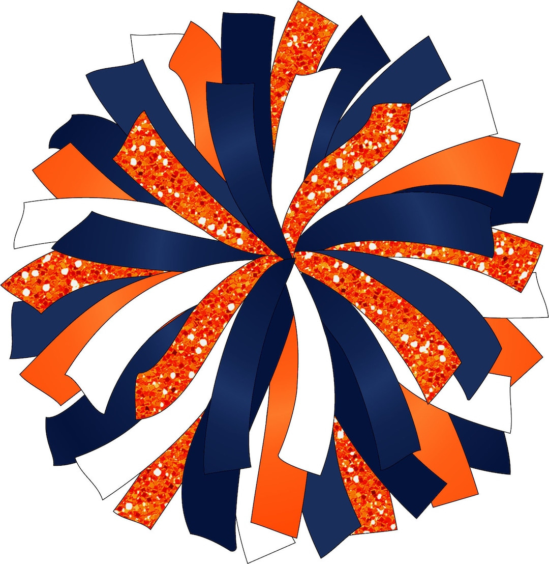 Pom Pom Clip Art Lovely Custom Pom Pom Clipart Set Glitter and Glam orange and Navy Pom orange