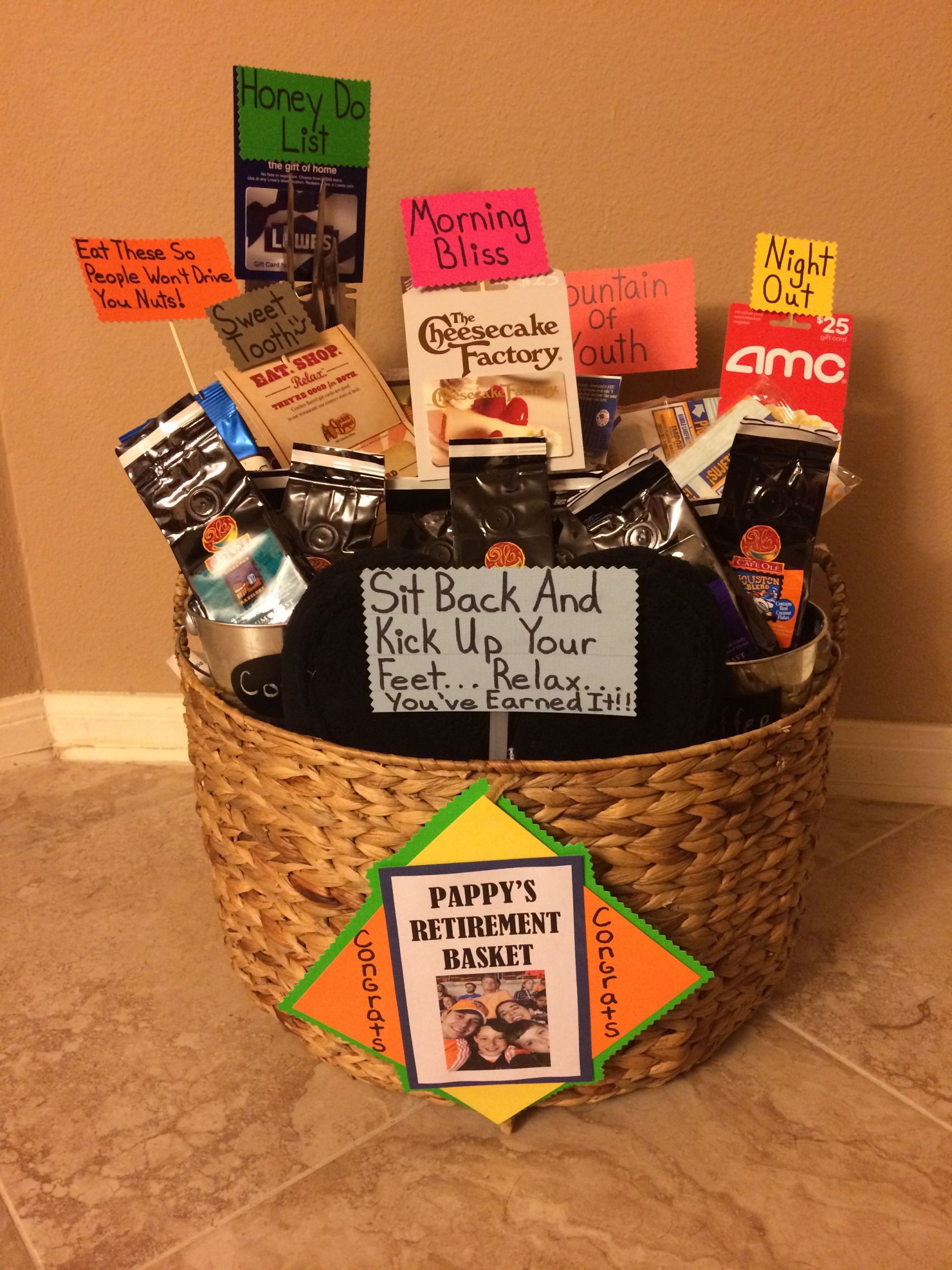 Present for someone Retiring Inspirational Retirement T Basket