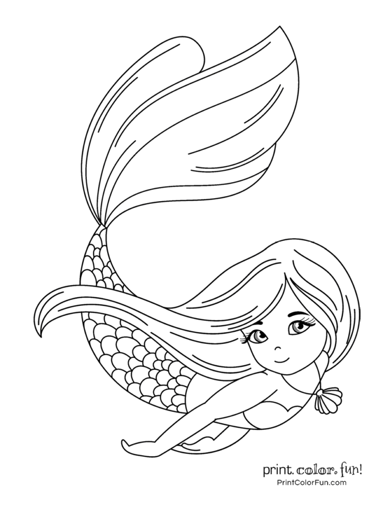 Printable Mermaid Pictures Lovely 30 Mermaid Coloring Pages Free Fantasy Printables Print Color Fun