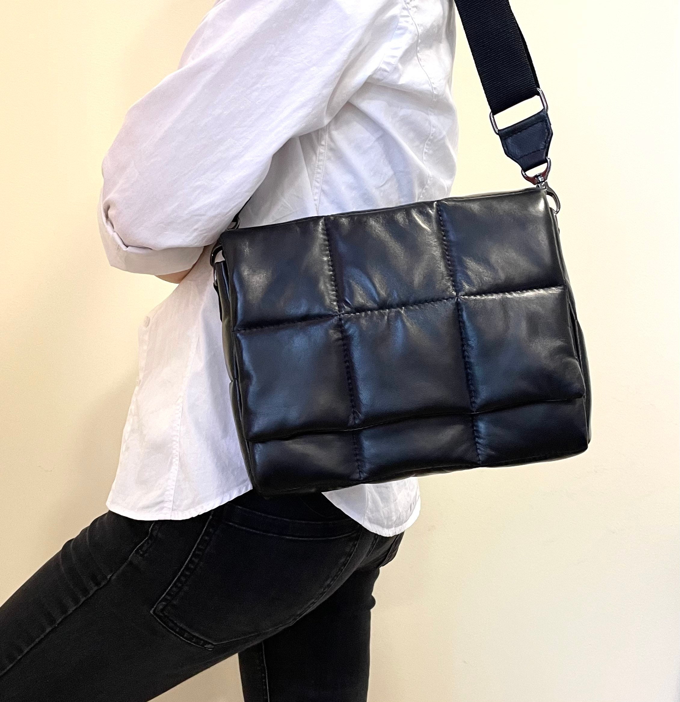 Puffer Crossbody Bag Unique Black Puffer tote Leather Puffy Handbag Puffer Crossbody Bag Etsy Canada