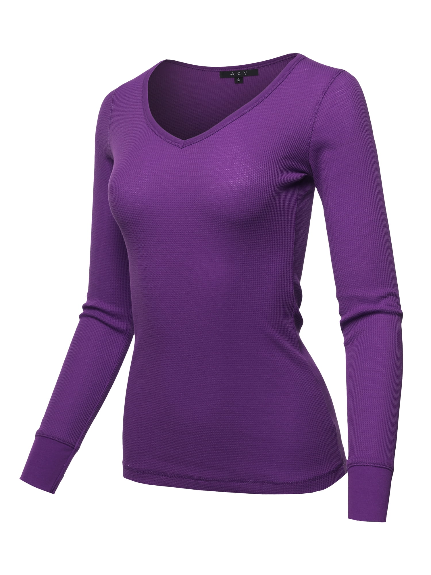 Purple Long Sleeve Shirt Women&amp;#039;s New A2y A2y Women S Basic solid Long Sleeve V Neck Fitted thermal top