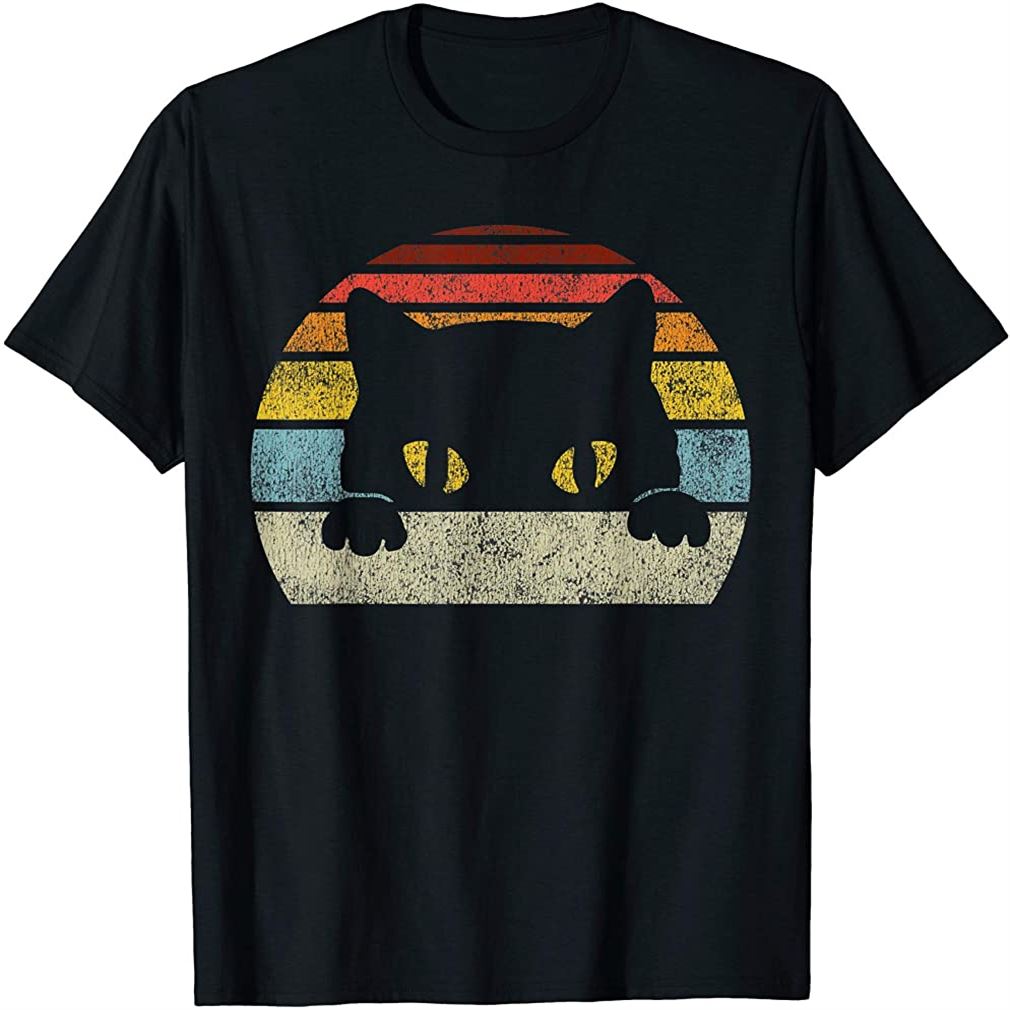 Retro Cat T Shirt Elegant Vintage Black Cat Lover Retro Style Cats Gift T Shirt Plus Size Up to