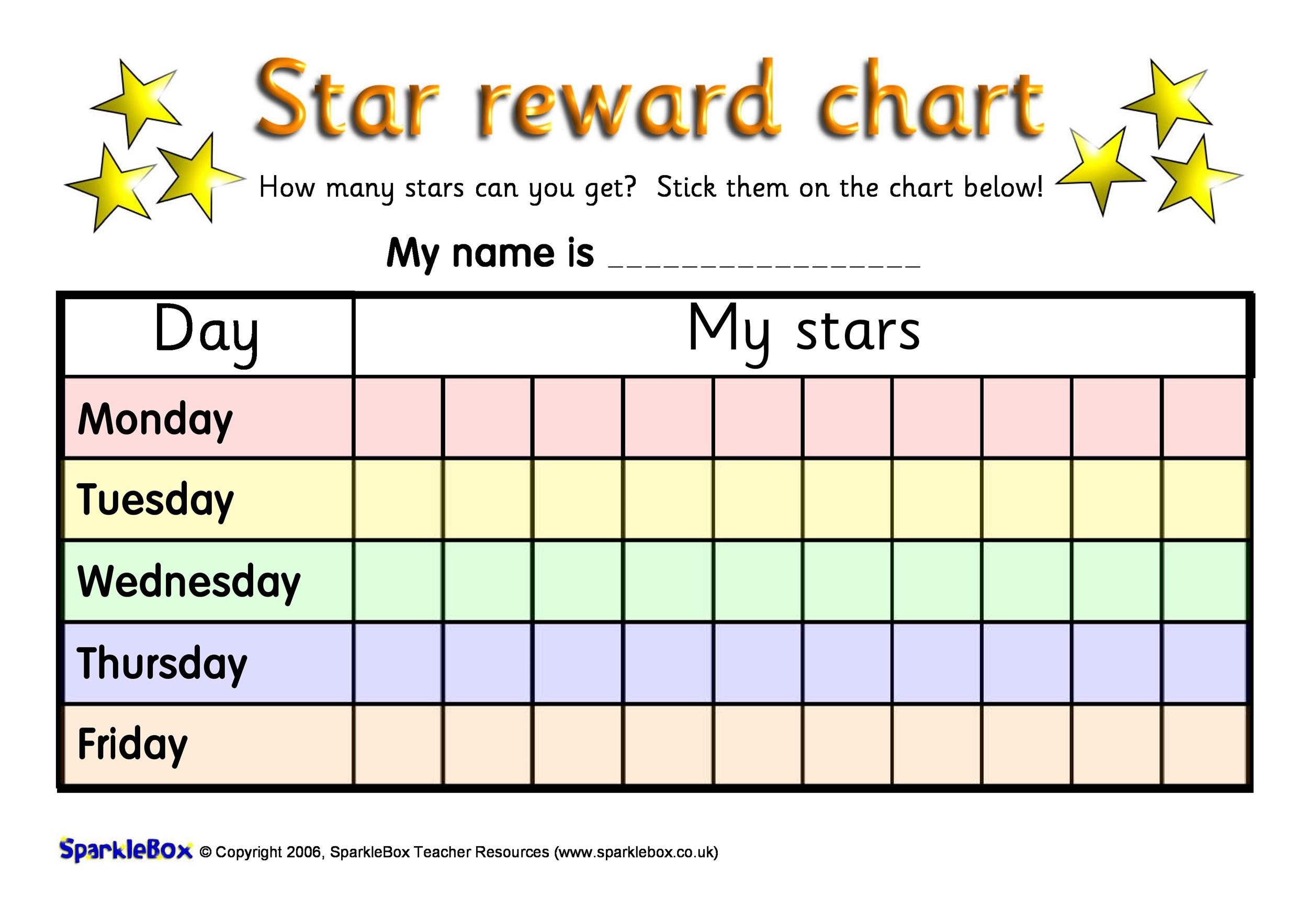 Reward Chart Template Inspirational 44 Printable Reward Charts for Kids Pdf Excel &amp; Word