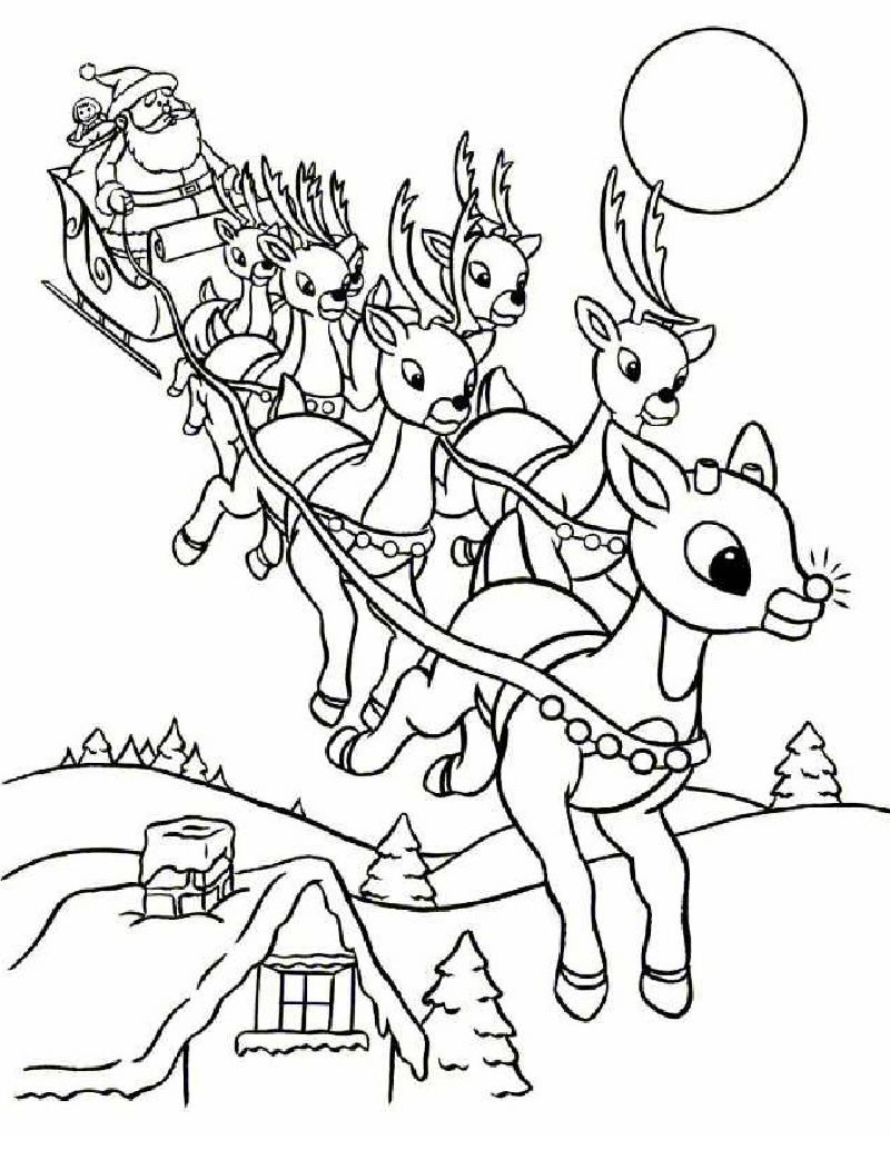 Santa Rudolph Coloring Pages Awesome Rudolph and Santa Sleigh Coloring Pages Hellokids