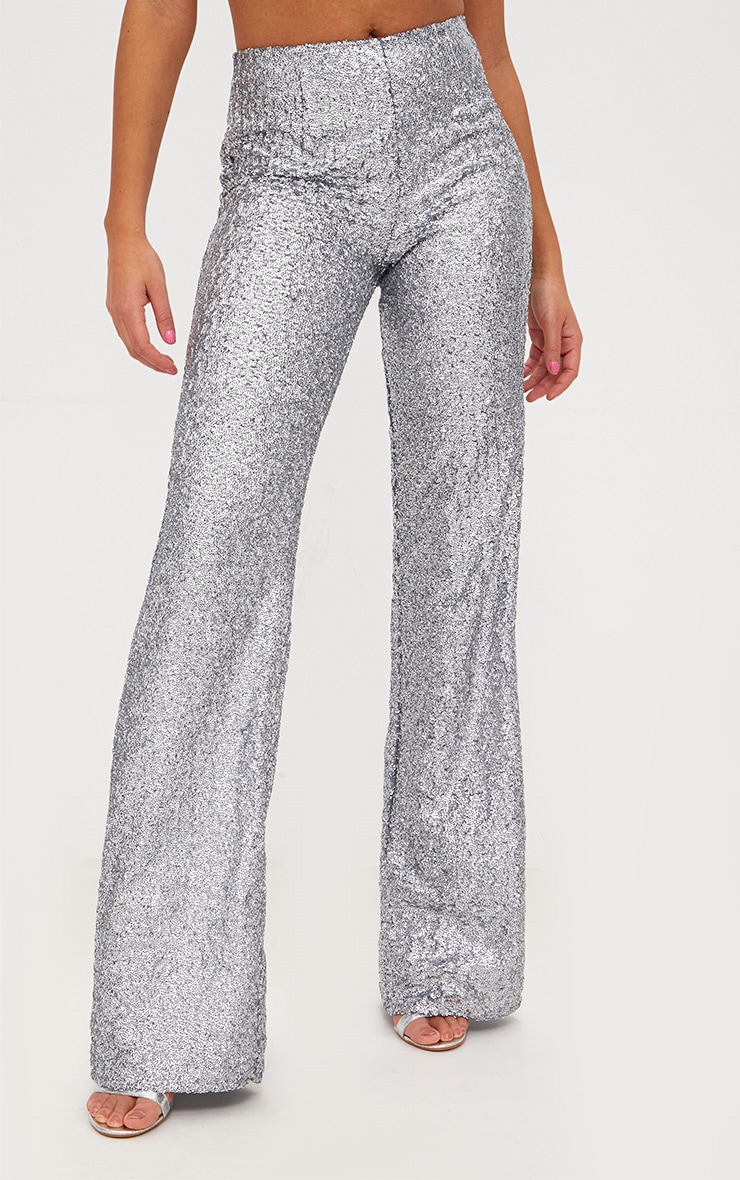 Sequin Wide Leg Pants Awesome Silver Sequin Wide Leg Pants