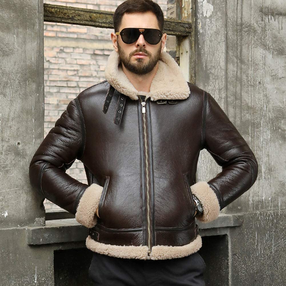 Shearling Leather Jacket Inspirational Men Authentic Brown Real Sheepskin Shearling Leather Jacket