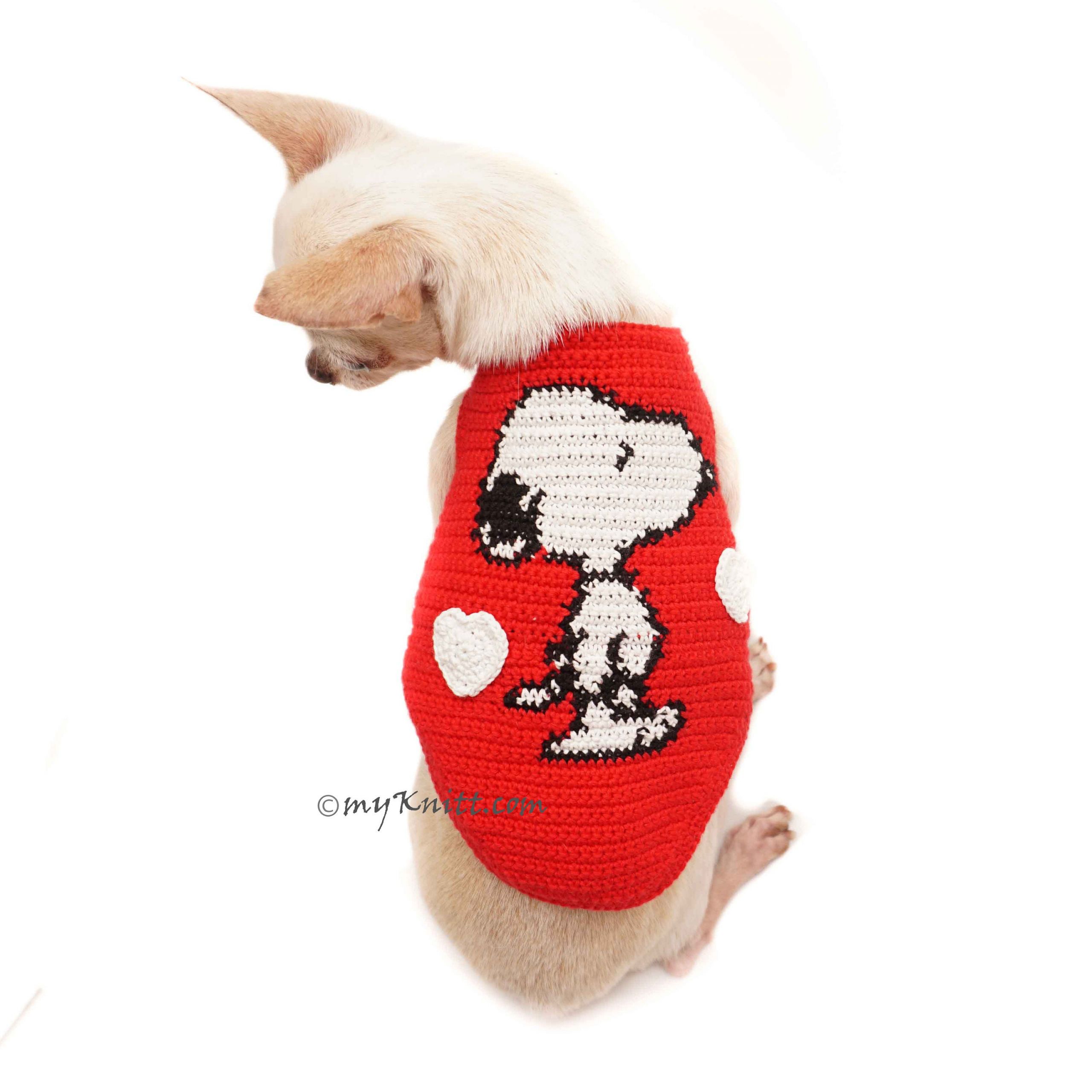 Snoopy Sweater for Dogs Awesome Snoopy Dog Sweater Knit Christmas Red Dog Clothes Snoopy