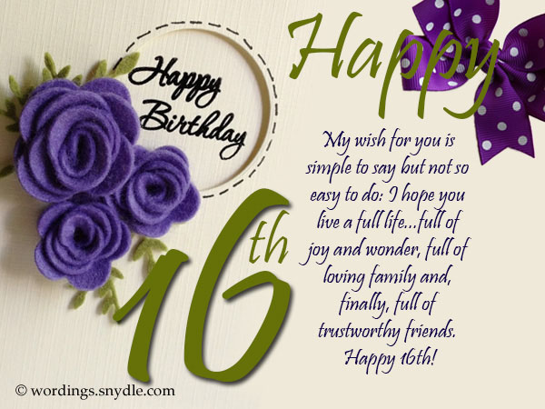 Sweet Sixteen Wishes Inspirational 16th Birthday Wishes Messages and Greetings Wordings and Messages