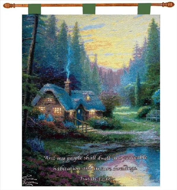 Thomas Kinkade Tapestry New Thomas Kinkade Meadowood Cottage Tapestry Wall Hanging 26 Inch X 36