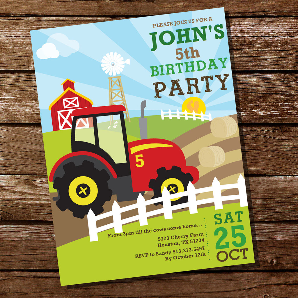 Tractor Birthday Invitations Unique Tractor Birthday Party Invitation for A Boy