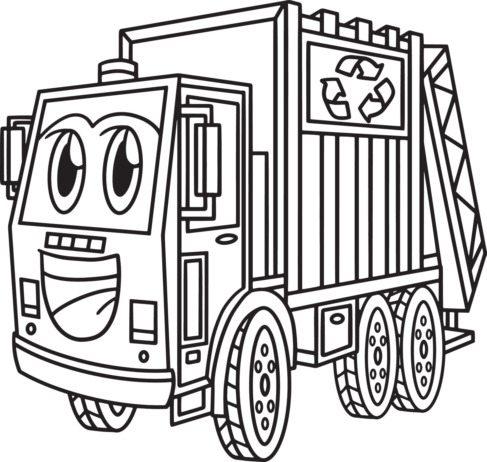 Trash Truck Coloring Pages Fresh Garbage Truck with Face Vehicle Coloring Page Vector Art at