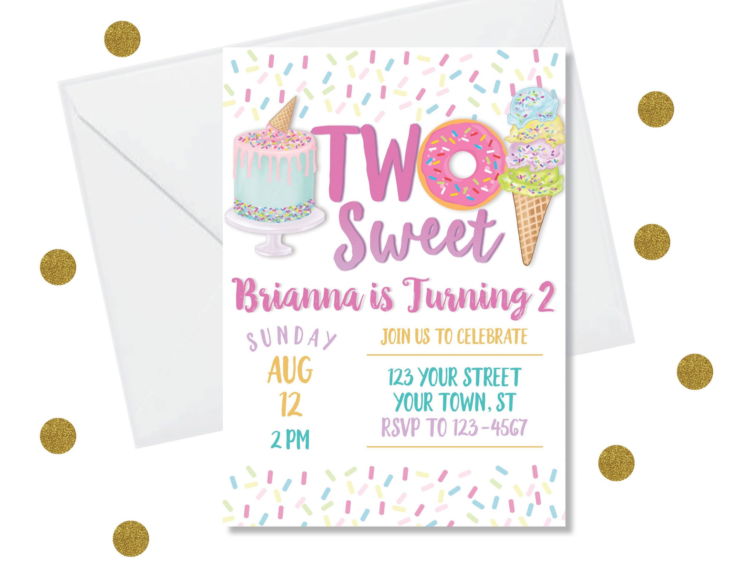 Two Sweet Invitation New Diy Editable Two Sweet 2nd Birthday Party Invitation Template