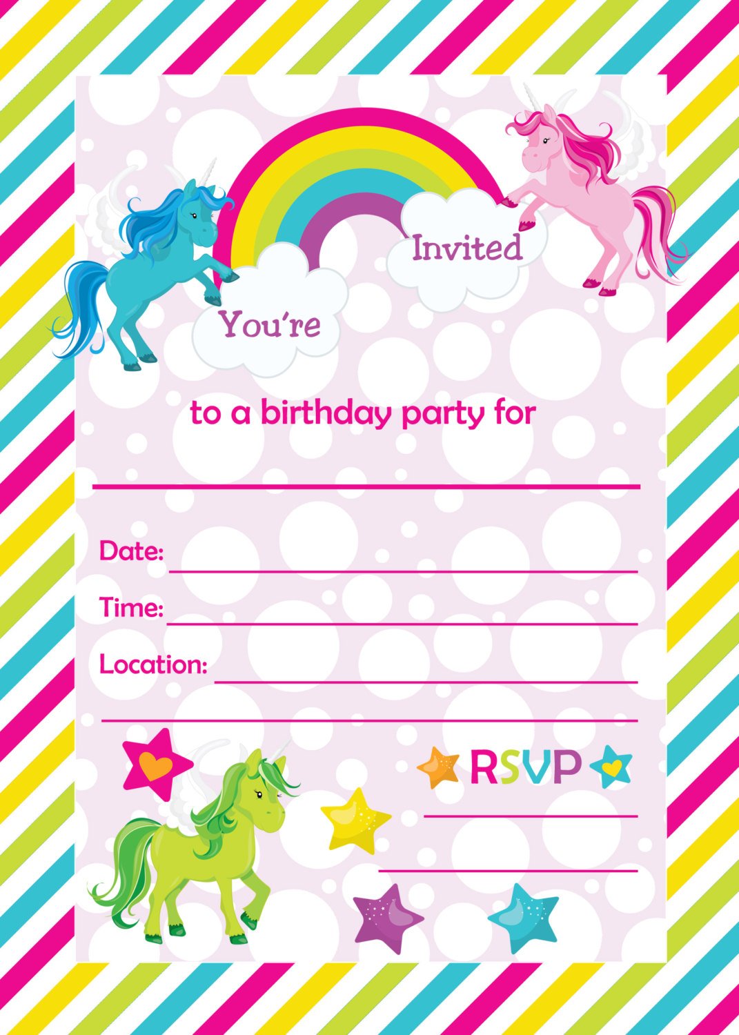 Unicorn Birthday Invitations Fresh Free Printable Golden Unicorn Birthday Invitation Template