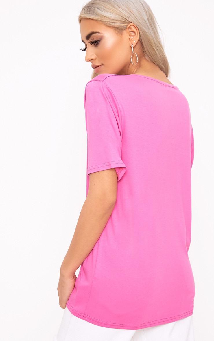 V Neck T Shirt Pink Awesome Basic Hot Pink V Neck T Shirt tops