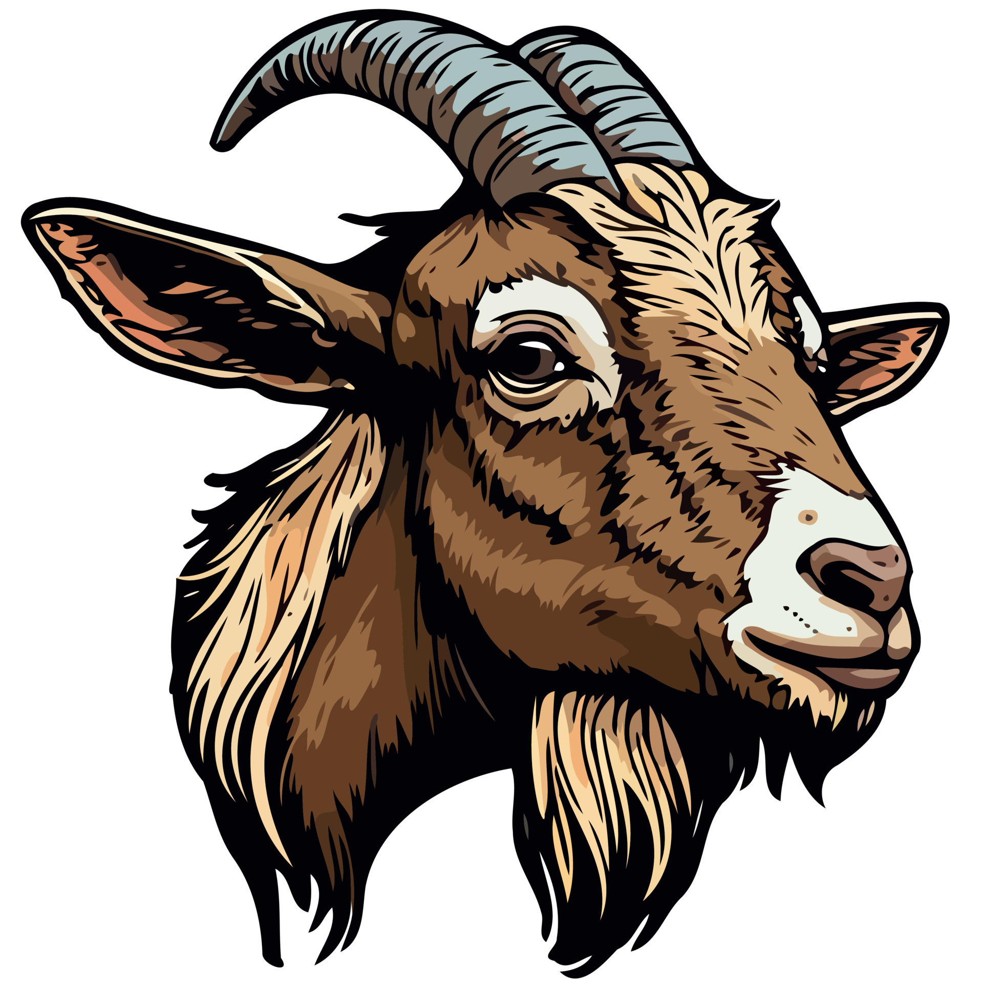 Vector Goat Head Unique Goat Mammal Animal Head Vector Art at Vecteezy